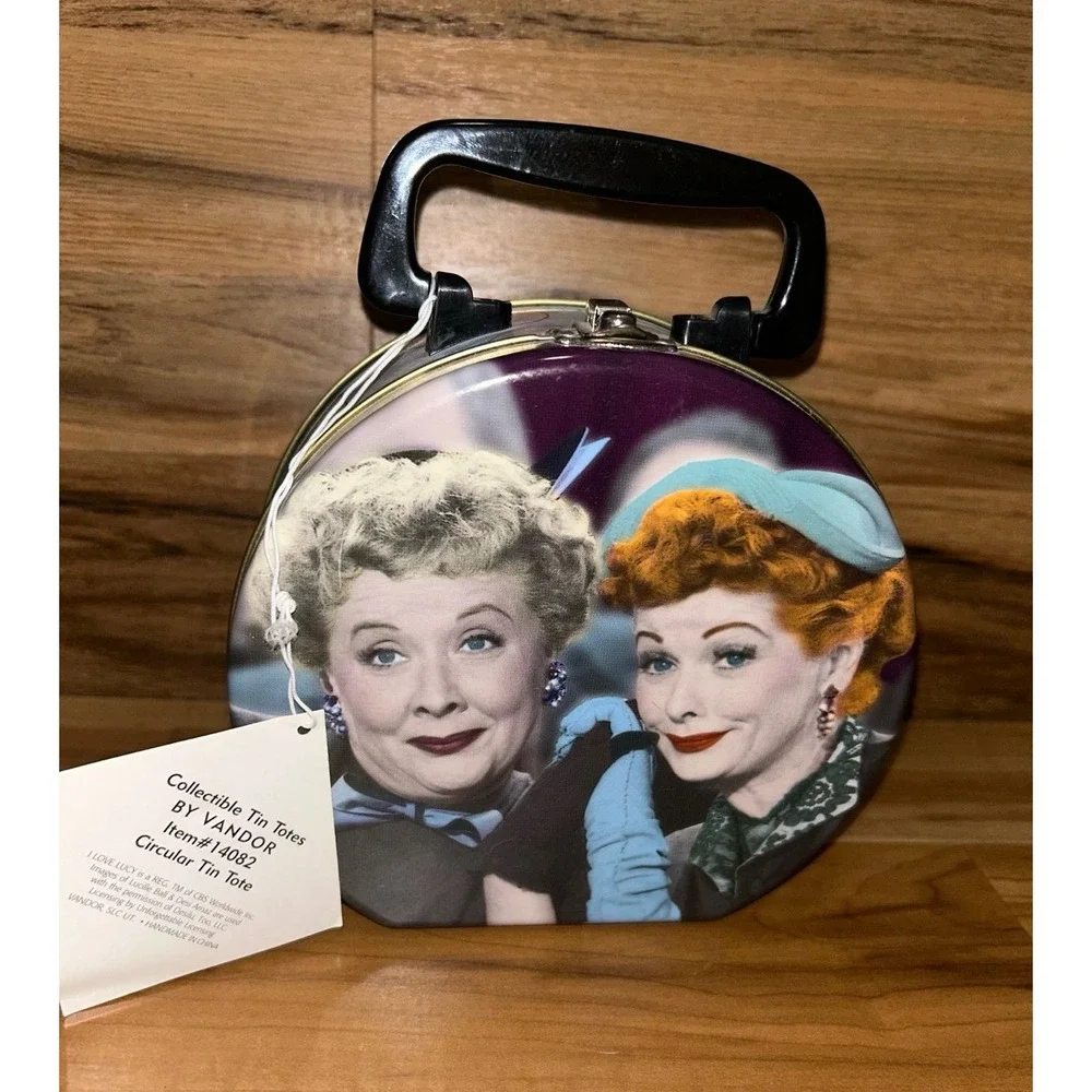 Vintage Collectible I LOVE LUCY: Round Tin Lunch Box by Vandor, NWT‎